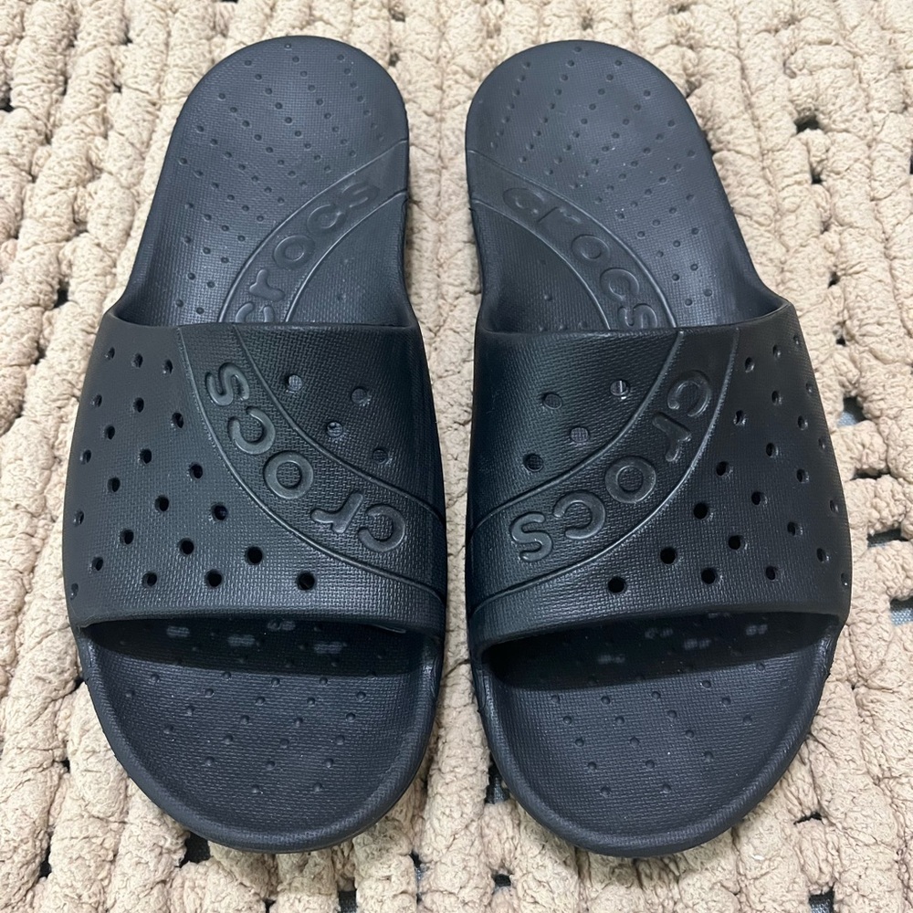 Crocs Black Perforated Slides - image 1